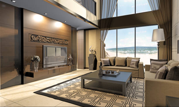Living Room Interior At Seashore