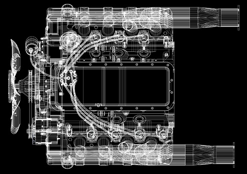 Car Engine Design Architect Blueprint