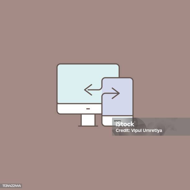 Desktop To Mobile Data Transfer Stock Illustration - Download Image Now - Emigration and Immigration, Data, Icon Symbol