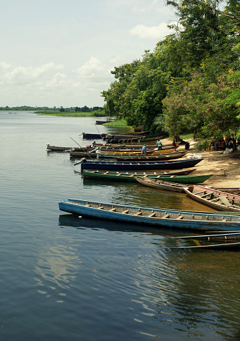 Fisherboats at Volta River, Ghana photo