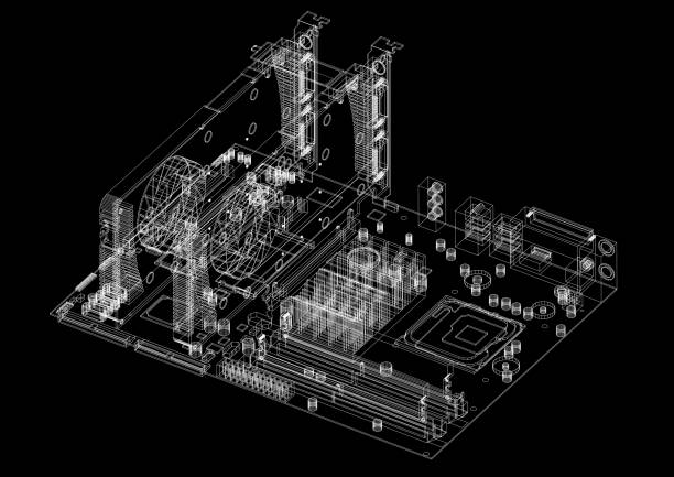 istock Motherboard and Graphic Cards Architect Blueprint 1134425196