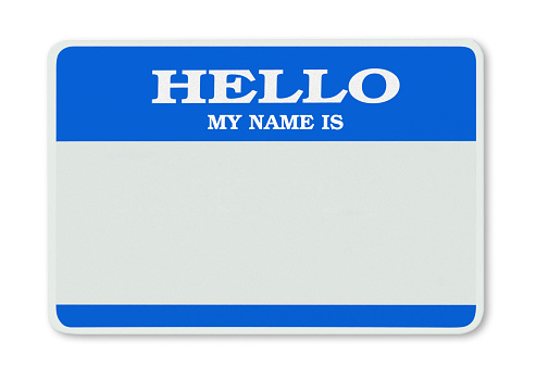 blank blue name tag
