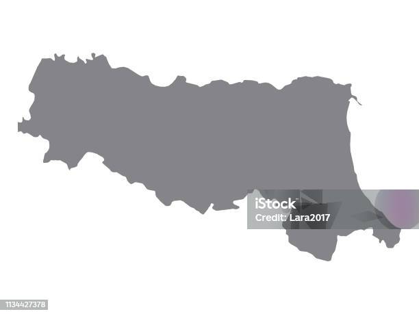 Mappa Grigia Dellemiliaromagna - Immagini vettoriali stock e altre immagini di Emilia-Romagna - Emilia-Romagna, Carta geografica, Bandiera