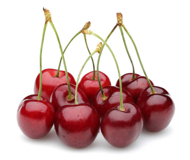 istock Ripe red cherries isolated on white 1134427516