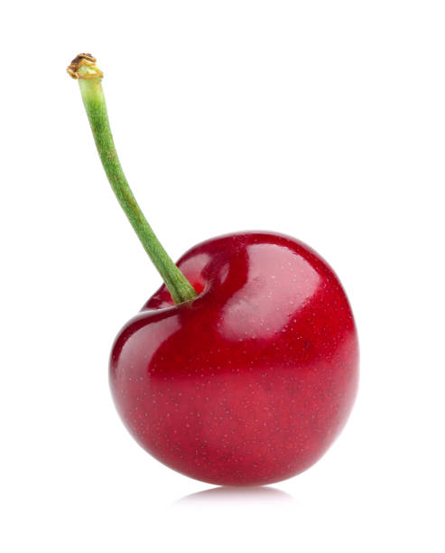 istock Ripe red cherry with stalk isolated 1134427769