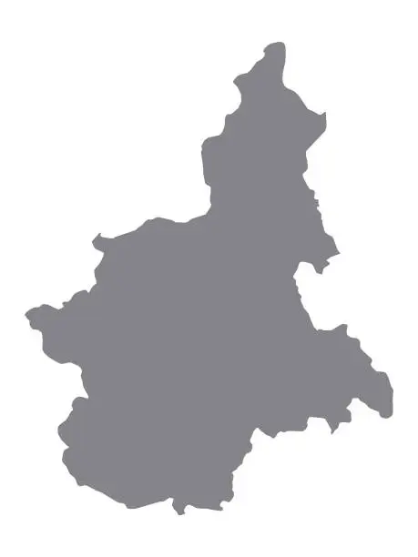 Vector illustration of Gray Map of Italian region of Piedmont