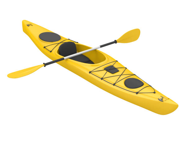 kayak isolé - canoe kayak, jaune photos et images de collection