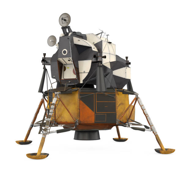 Apollo Lunar Module Isolated Apollo Lunar Module isolated on white background. 3D render lander spacecraft stock pictures, royalty-free photos & images