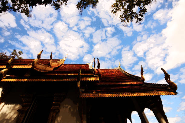 Abstract Thai north temple  water color painting effect