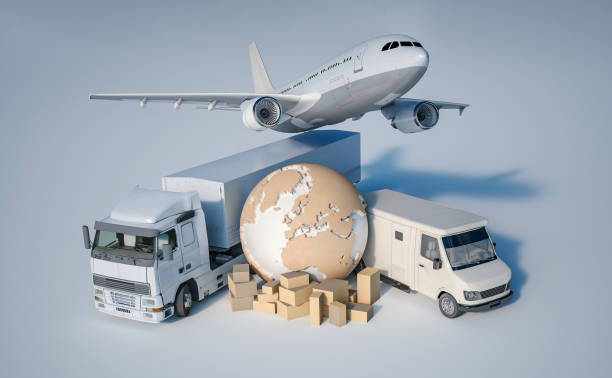 worldwide transportation - distribution warehouse freight transportation messenger box imagens e fotografias de stock