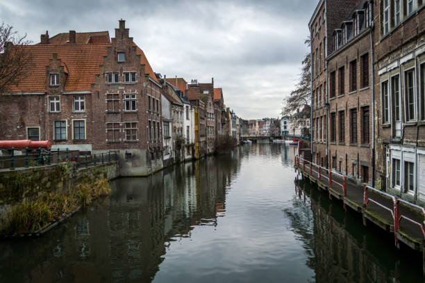 istock Canals and old medieval houses, winter cityscape 1134434492