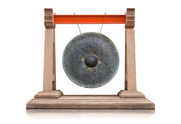 istock Thai traditional antique gong isolated on white background 1134435527