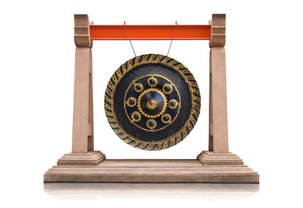 istock Thai traditional antique gong isolated on white background 1134435540