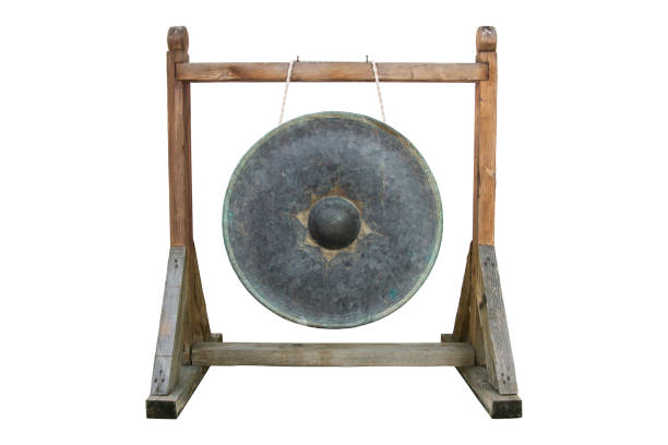 istock Thai traditional antique gong isolated on white background with clipping path 1134435682