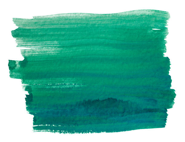 istock green watercolor stain drawn by hand. 1134440608