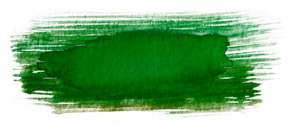 istock green watercolor stain drawn by hand. 1134440705