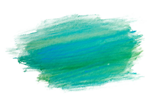 istock green blue watercolor stain drawn by hand. high resolution real texture 1134440714