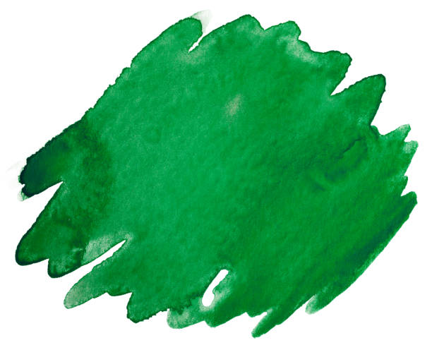istock green watercolor stain drawn by hand. 1134440725