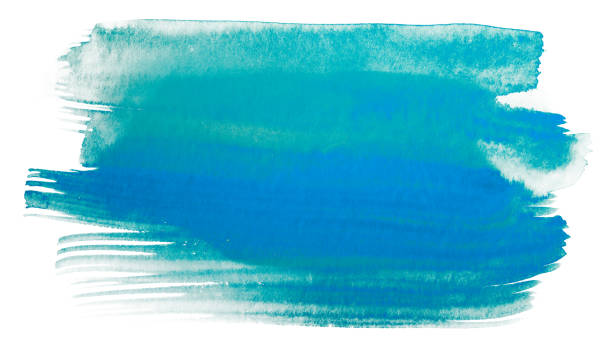 istock blue watercolor stain drawn by hand. 1134440734