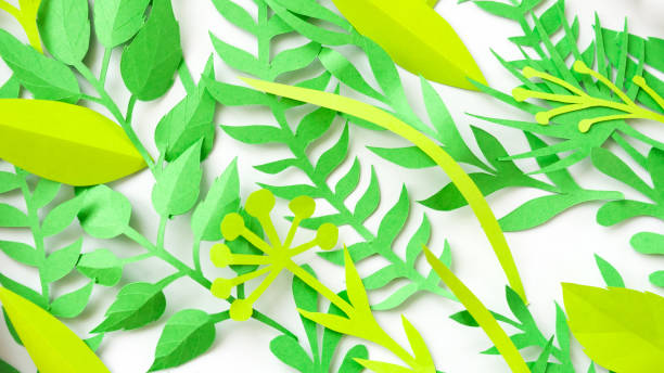 istock green grass cut from paper. Summer background 1134440810