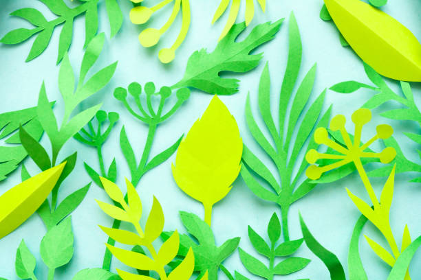 istock green grass cut from paper. Summer background 1134440820