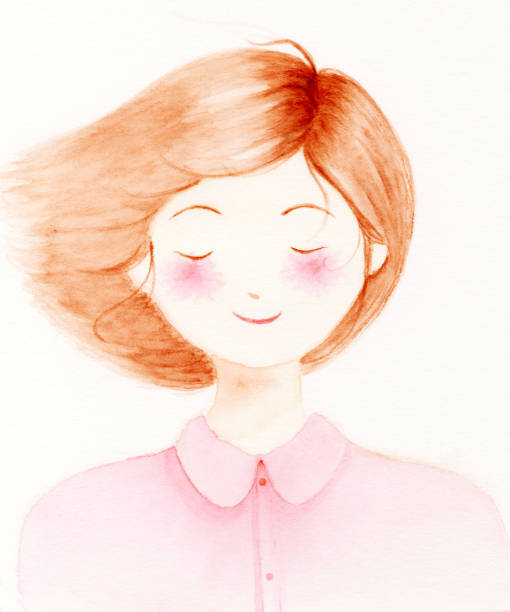 istock Hand drawn watercolor female face watercolor painting 1134441073