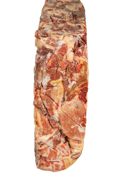 istock Frozen block of beef on a white background 1134442847