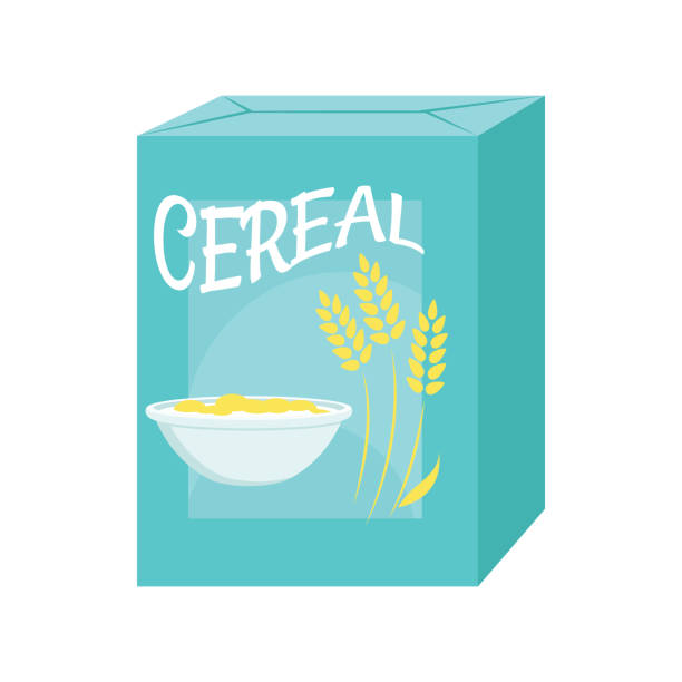 Cereal box icon Illustration of a cereal box on a white background corn flakes stock illustrations