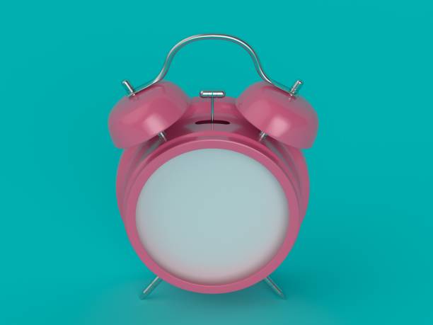 istock 3d Rendering Pink Alarm Clock On Aqua Color Background 1134445415