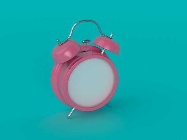 istock 3d Rendering Pink Alarm Clock On Aqua Color Background 1134445417
