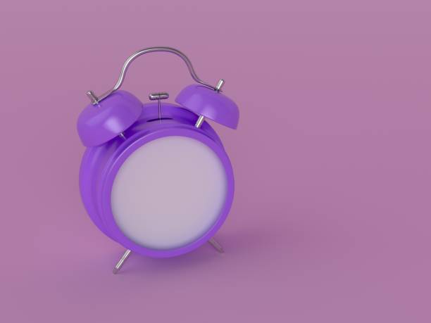 istock 3d Rendering Purple Alarm Clock On Purple Background 1134445418