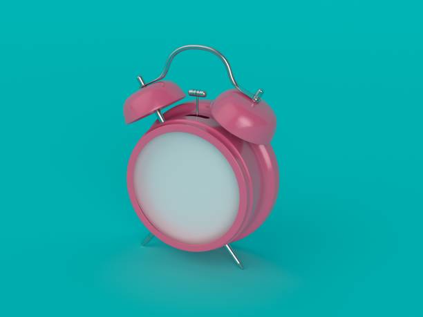 istock 3d Rendering Pink Alarm Clock On Aqua Color Background 1134445420