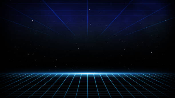 istock Retro Sci-Fi Background Futuristic landscape of the 80`s. Digital Cyber Surface. Suitable for design in the style of the 1980`s 1134447813