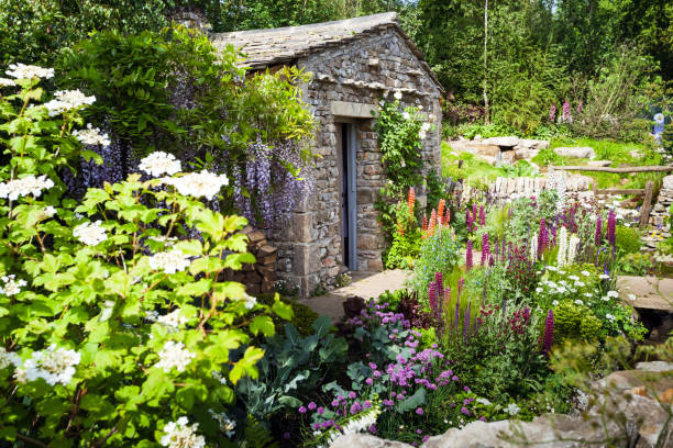 istock Decorative garden with a patio area in a countryside 1134451298