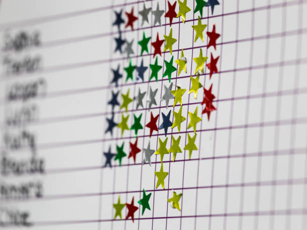 Classroom Student Star Sticker Award Progress Chart stock photo