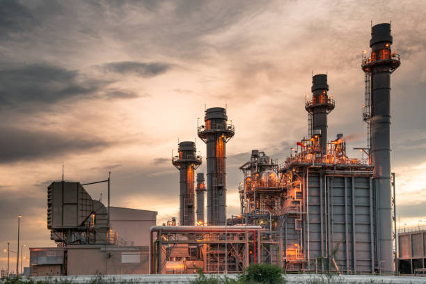 istock Oil refinery at twilight sky. 1134468542