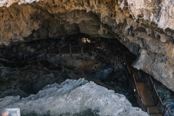 istock Wooden Staircase In The Cave 1134468723