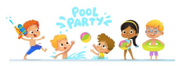 illustrazioni stock, clip art, cartoni animati e icone di tendenza di work_1 - bambini spiaggia