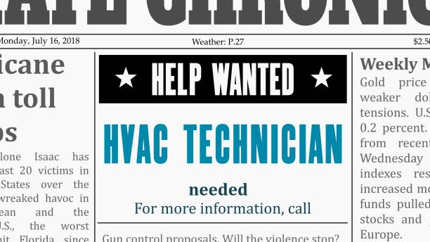 praca technika hvac - classified ad newspaper advertisement job stock illustrations