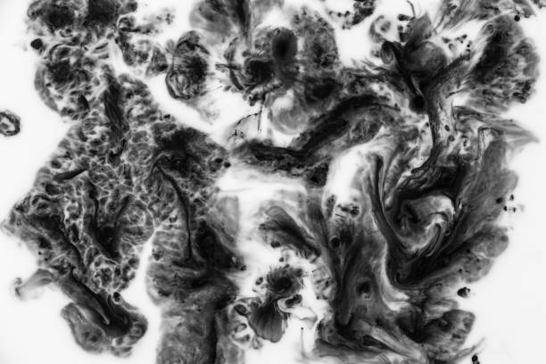 istock Swirl black and white liquid abstract background 1134476449