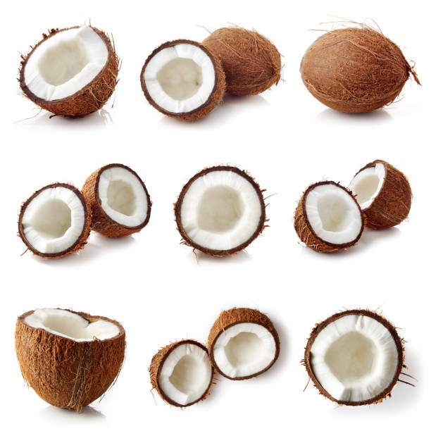 istock Set of coconut pieces isolated on white 1134477350