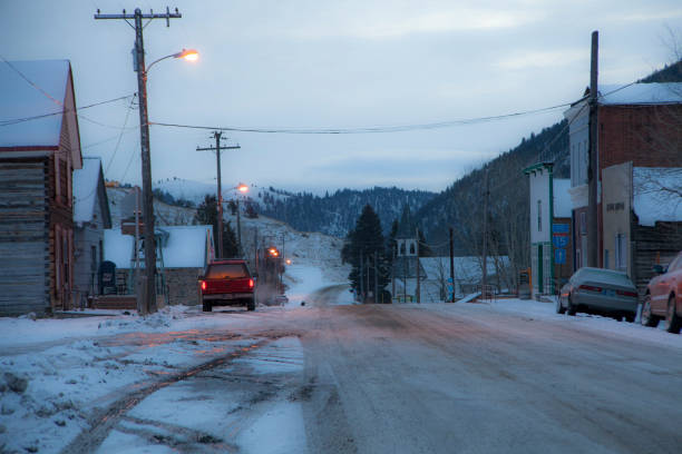 istock Snowy Mountain Town at Night 1134477529