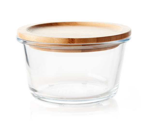 Glass food container isolated on white