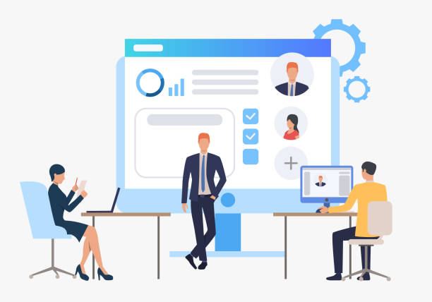 Hiring agency, candidates and job interview Hiring agency, candidates and job interview. Personnel, hr, employment concept, presentation slide template. Can be used for topics like business, recruitment, human resources interview event backgrounds stock illustrations