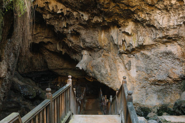 istock Wooden Staircase In The Cave 1134480266