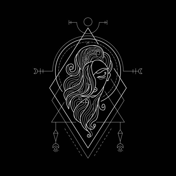 Zodiac Virgo Geometry Style Zodiac Virgo Geometri Style for merchandise or apparel design virgo stock illustrations