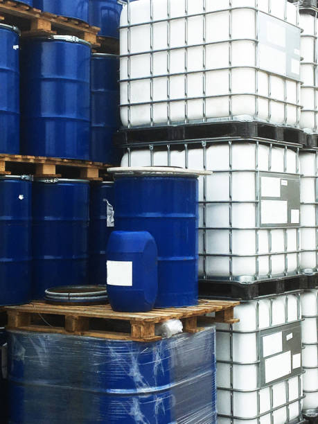 istock Chemical container and oil drums 1134485595