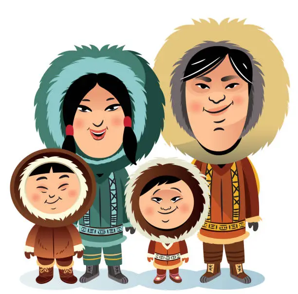 Vector illustration of Inuit family