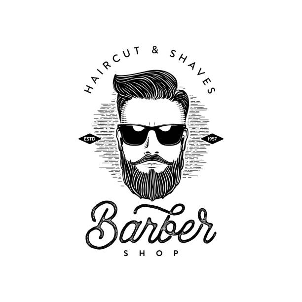 ilustrações, clipart, desenhos animados e ícones de barbearia barba homem branco ilustração vetorial - barbeiro salão de cabeleireiro