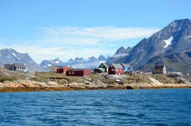 Village with colorful houses in Greenland